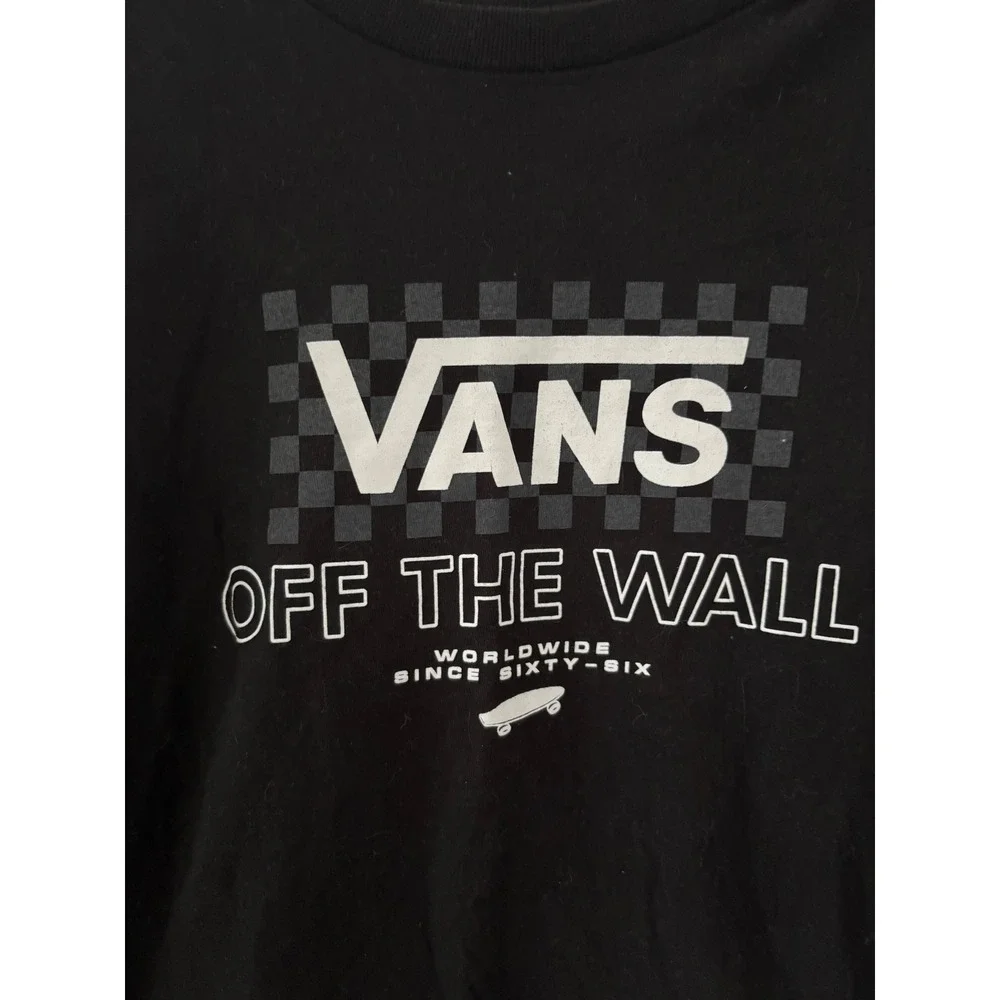 Vans Off‎ The Wall Graphic Long Sleeve T-Shirt Black Mens Small Classic Fit Logo